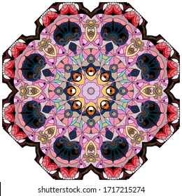 Colorful cute Mandalas. Decorative unusual round ornaments.