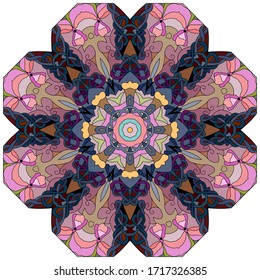 Colorful cute Mandalas. Decorative unusual round ornaments.