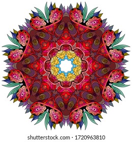 Colorful cute Mandalas. Decorative unusual round ornaments.