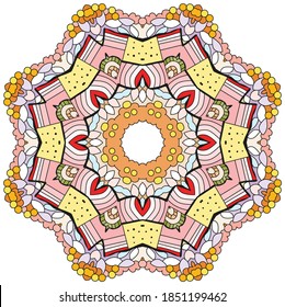 Colorful cute Mandalas. Decorative unusual round ornaments.