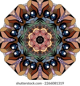 Colorful cute Mandalas. Decorative unusual round ornaments.