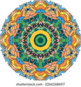 Colorful cute Mandalas. Decorative unusual round ornaments.