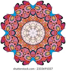 Colorful cute Mandalas. Decorative unusual round ornaments.