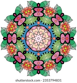 Colorful cute Mandalas. Decorative unusual round ornaments.