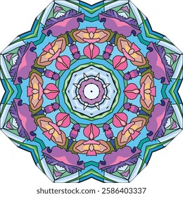 Colorful cute Mandalas. Decorative unusual round ornaments.
