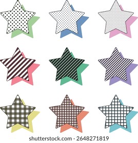 Colorful and cute Memphis design star material collection (with shadow)
