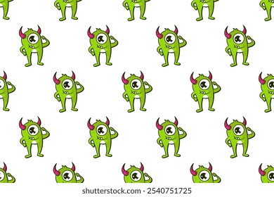 Colorful cute monster seamless pattern background template