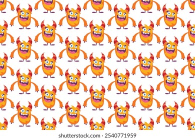 Colorful cute monster seamless pattern background template