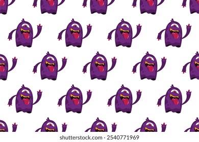 Colorful cute monster seamless pattern background template