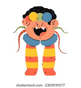 Colorful cute monster vector character illustration isolated on a white background.