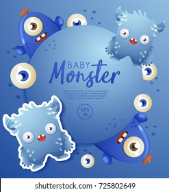 Colorful Cute  Monsters Set : Vector Illustration