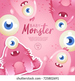 Colorful Cute  Monsters Set : Vector Illustration