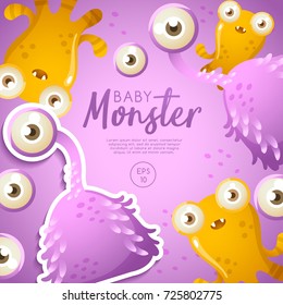 Colorful Cute  Monsters Set : Vector Illustration