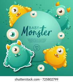 Colorful Cute  Monsters Set : Vector Illustration