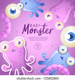 Colorful Cute  Monsters Set : Vector Illustration