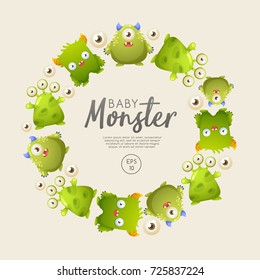 Colorful Cute  Monsters Set : Vector Illustration
