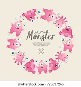 Colorful Cute  Monsters Set : Vector Illustration