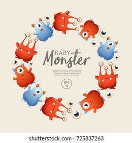 Colorful Cute  Monsters Set : Vector Illustration