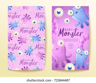 Colorful Cute  Monsters Set : Vector Illustration