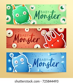 Colorful Cute  Monsters Set : Vector Illustration