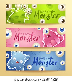 Colorful Cute  Monsters Set : Vector Illustration