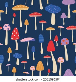 COLORFUL CUTE MUSHROOM SEAMLESS PATTERN