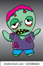colorful cute nice funny character ghost, monster, evil of october scary halloween horror holiday celebration party day in color cartoon fun graphic design drawing art on night background