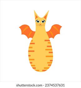 El colorido gato naranja lindo parece un murciélago. Uno de la colección para niños. Ilustración del vector	