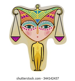 colorful cute original zodiac sign - libra