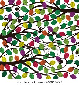 Colorful and cute pattern with summer leaves