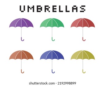 Colorful cute pattern umbrellas collection in flat style