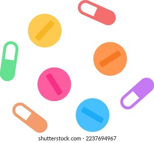 Colorful and cute pictogram set of drinking medicine