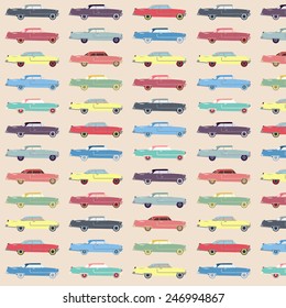 Colorful cute retro car pattern
