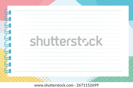 Colorful and cute ruled background frames with paper notepads and notebooks_For kids' slide pages and banner titles.