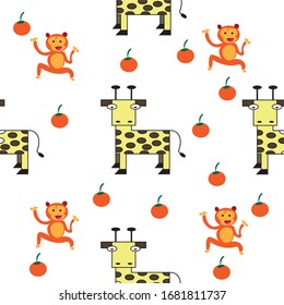 colorful cute seamless cartoon animal patterns. for cloth, wrapping, textiles. vector
