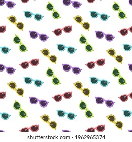 Colorful and cute, seamless sunglasses  pattern. Vector illustration.