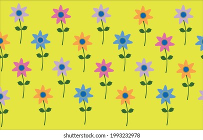 Colorido lindo y simple patrón de flores