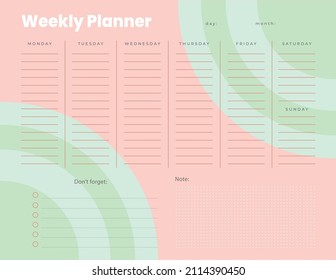 Colorful, cute, and simple printable pink weekly planner, for daily use