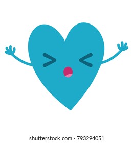 colorful cute sleeping heart kawaii with arms