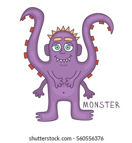 Colorful cute smiley octopus mutant monster vector character