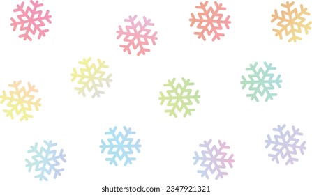 Colorido juego de ilustraciones de copos de nieve