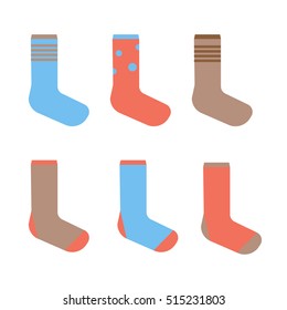 Colorful cute socks. Vector illustration sock set