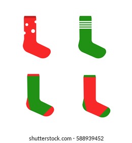 Colorful cute socks. Vector illustration sock set. Socks vector