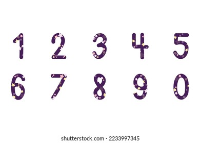 colorful cute star number for decorating or printing for cards or banner