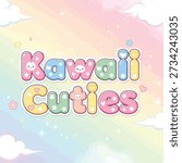 A colorful and cute text graphic featuring cartoon characters on a vibrant rainbow background, perfect for kids or a fun design project