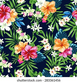 colorful and cute tropical seamless print 