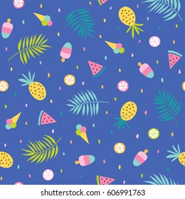 Colorful cute tropical summer seamless pattern background