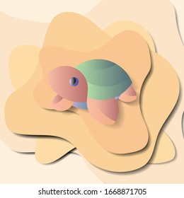 a colorful cute turtle vector.