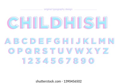 Colorful cute typography design font