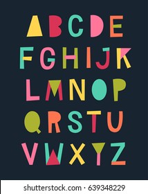 Colorful cute uppercase alphabet vector design